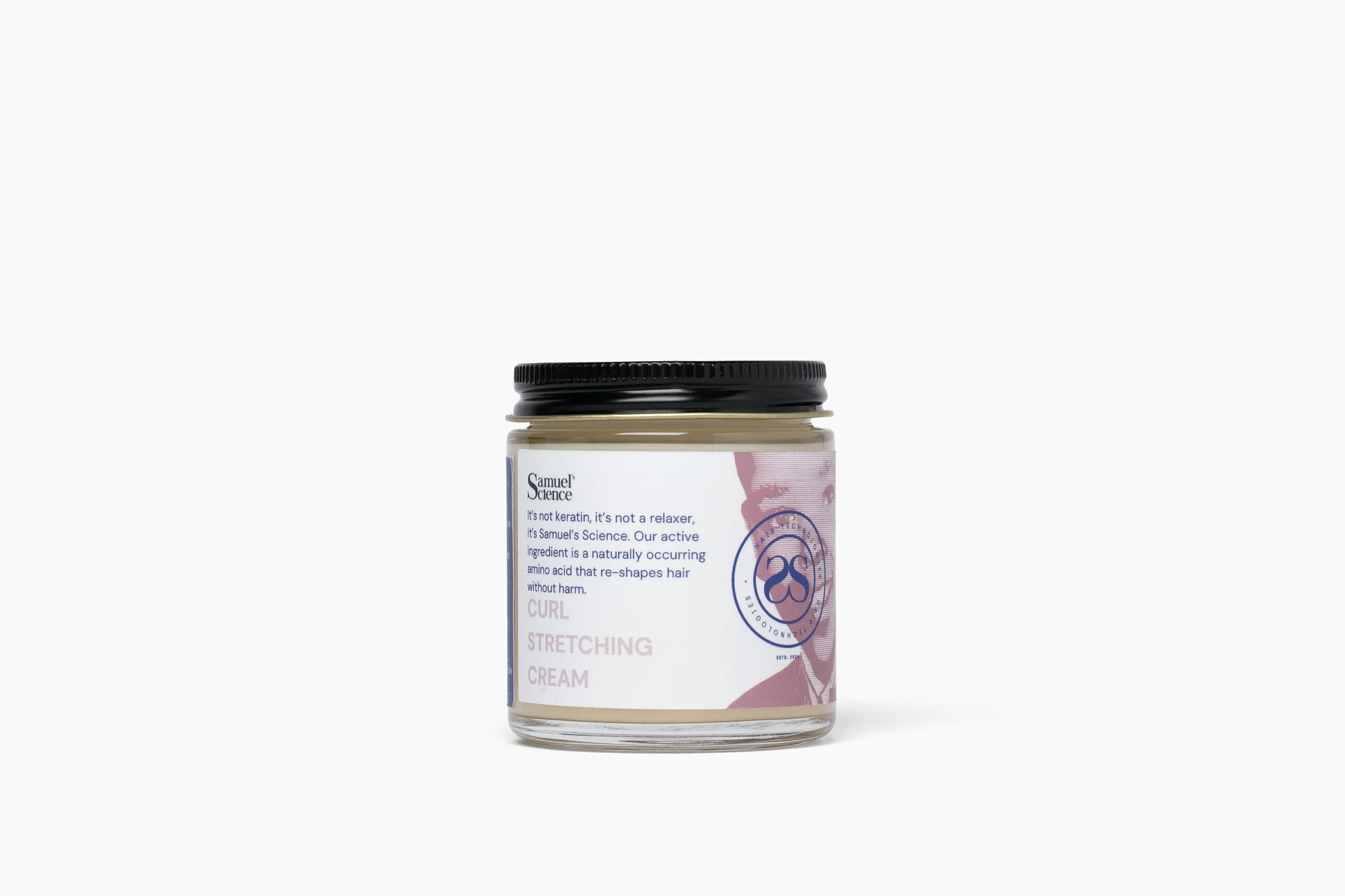 Samuel's Science Curl Stretching Cream reduces curl for easier